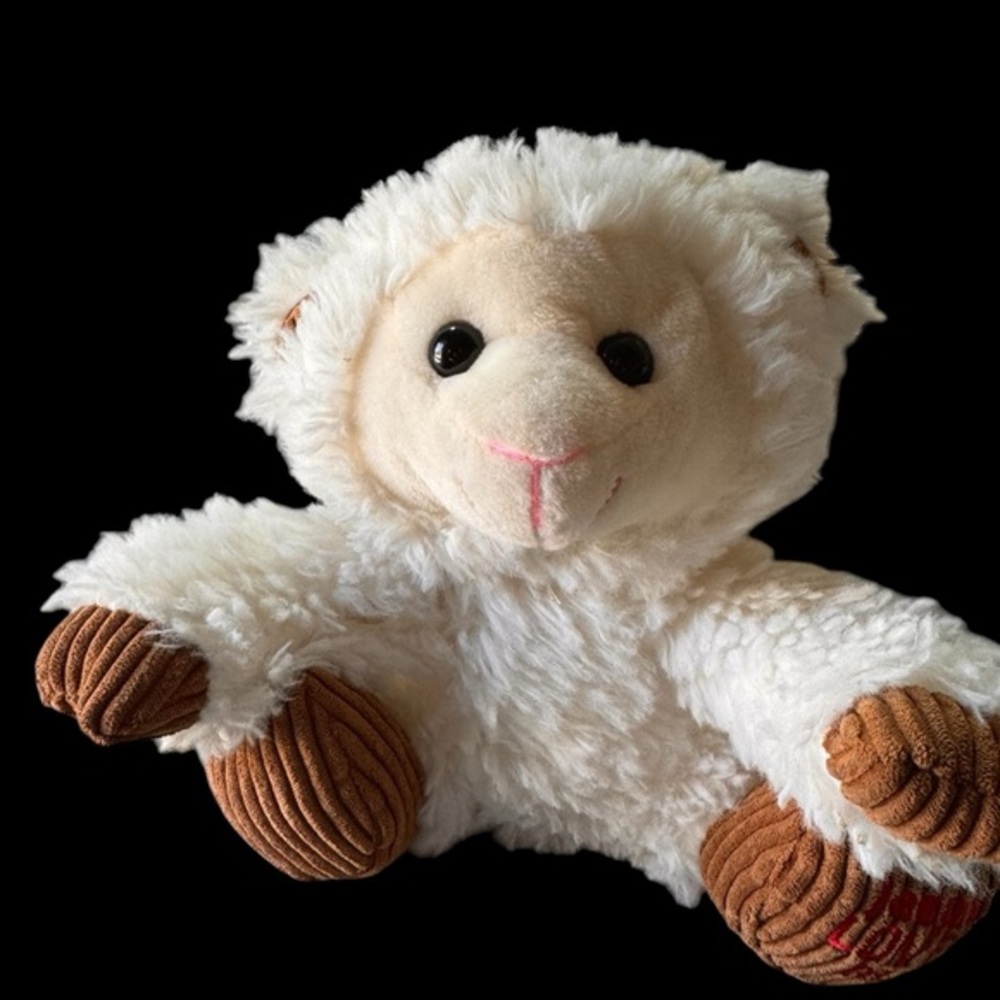Fiesta Scruffy Lamb 10” Jesus loves me Sitting‎ Stuff Plush Fluffy White Brown